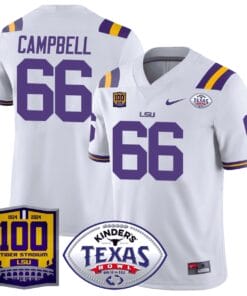 Will Campbell Jersey #66 LSU Tigers Texas Bowl Patch Football All Stitched
