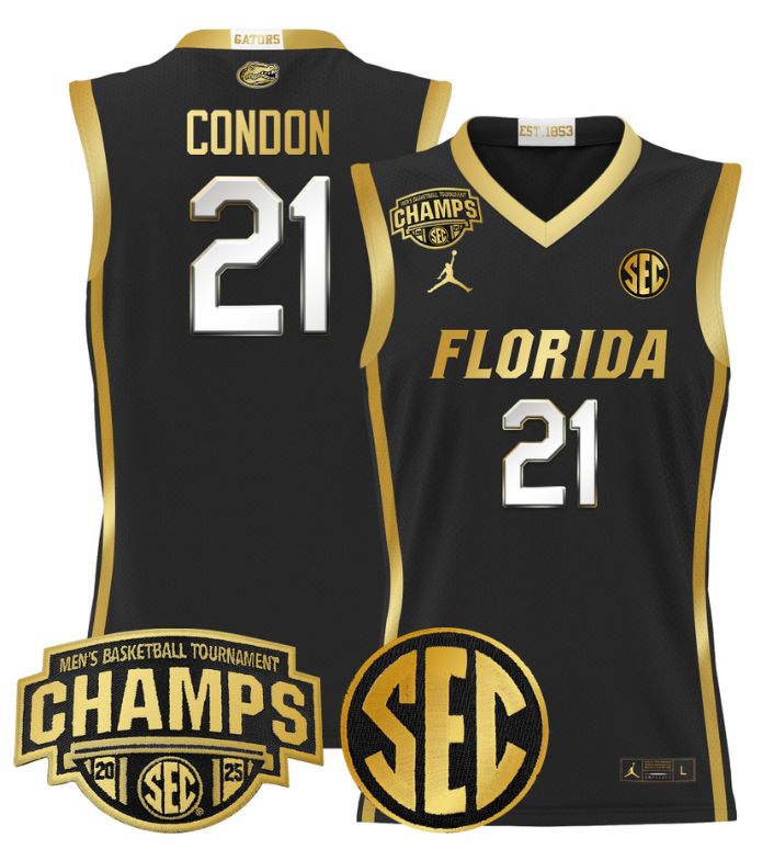 Alex Condon Jersey #21 Florida Gators 2025 Tournament Champions Patch Stitched Basketball 14 Alex Condon Jersey #21 Florida Gators 2025 Tournament Champions Patch Stitched Basketball