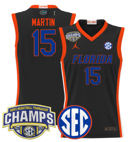 Alijah Martin Jersey #15 Florida Gators 2025 Tournament Champions Basketball Stitched - Image 4