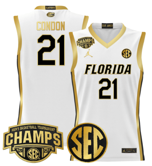 Alex Condon Jersey #21 Florida Gators 2025 Tournament Champions Patch Stitched Basketball - Image 3