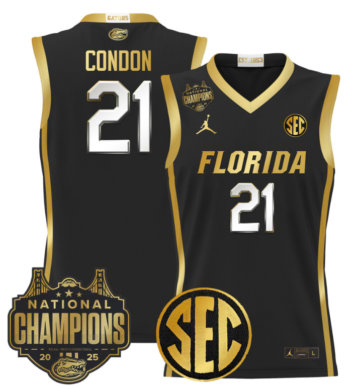 Alex Condon Jersey #21 Florida Gators 2025 National Champions Patch Basketball Stitched 6 Alex Condon Jersey #21 Florida Gators 2025 National Champions Patch Basketball Stitched