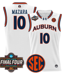 Alternative view of Baker Mazara Jersey #10 Auburn Tigers 2025 Final Four Patch Stitched Basketball