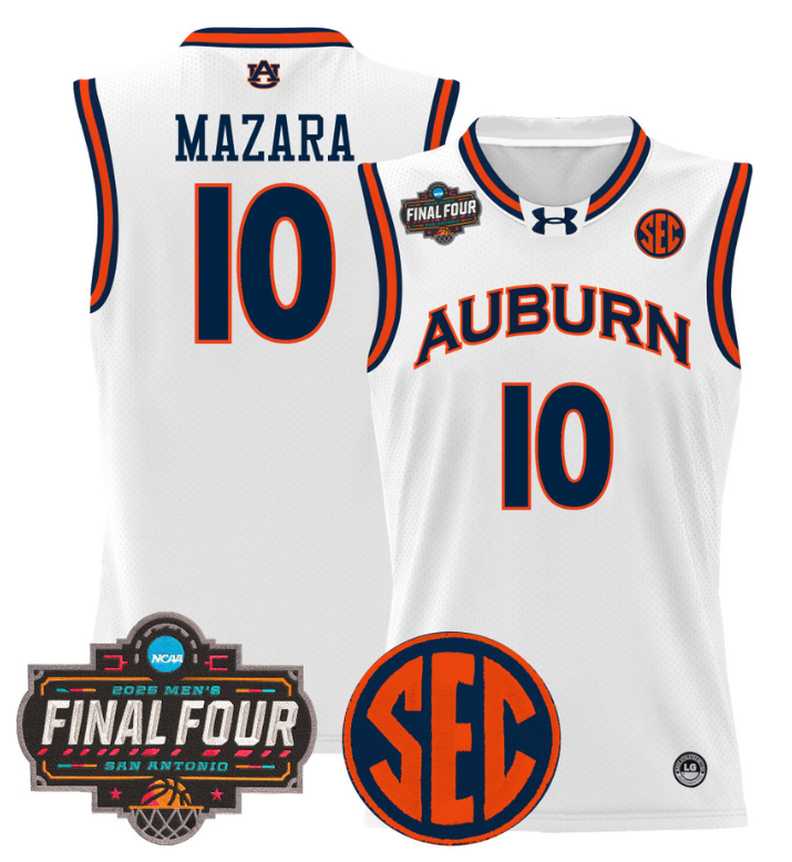 Baker Mazara Jersey #10 Auburn Tigers 2025 Final Four Patch Stitched Basketball 2 Baker Mazara Jersey #10 Auburn Tigers 2025 Final Four Patch Stitched Basketball - Image 2