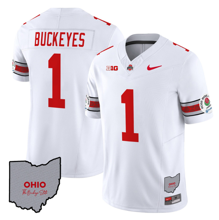 Buckeyes Jersey #1 Ohio State Rose Bowl Patch V3 Stitched Football 2 Buckeyes Jersey #1 Ohio State Rose Bowl Patch V3 Stitched Football - Image 2
