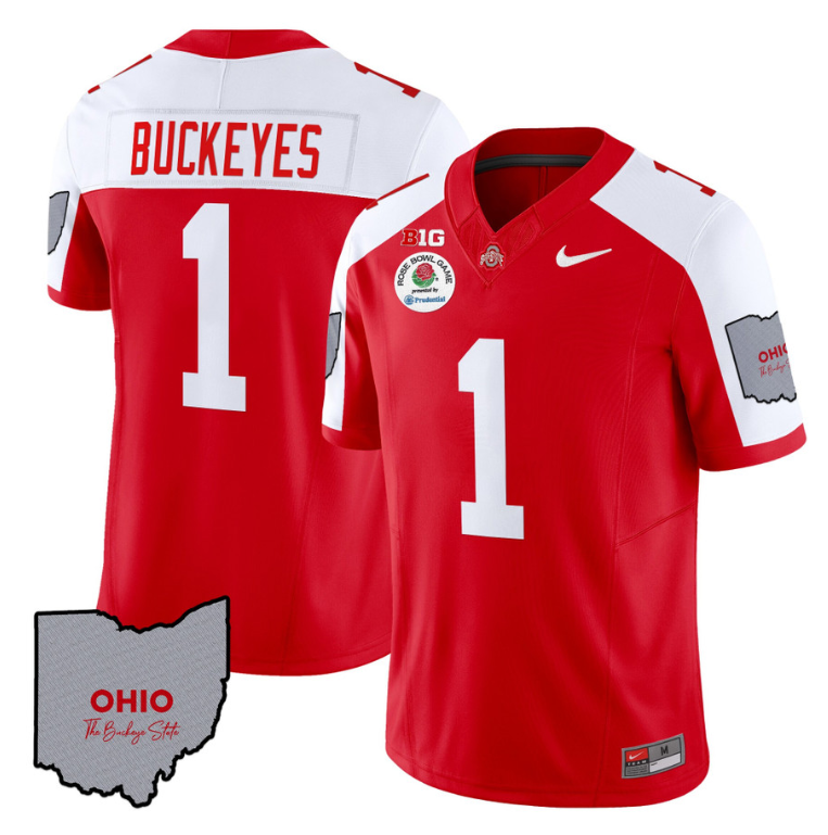 Buckeyes Jersey #1 Ohio State Rose Bowl Patch V3 Stitched Football 4 Buckeyes Jersey #1 Ohio State Rose Bowl Patch V3 Stitched Football - Image 4