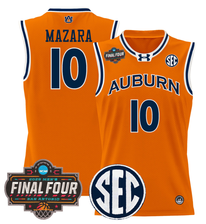 Baker Mazara Jersey #10 Auburn Tigers 2025 Final Four Patch Stitched Basketball 4 Baker Mazara Jersey #10 Auburn Tigers 2025 Final Four Patch Stitched Basketball - Image 4