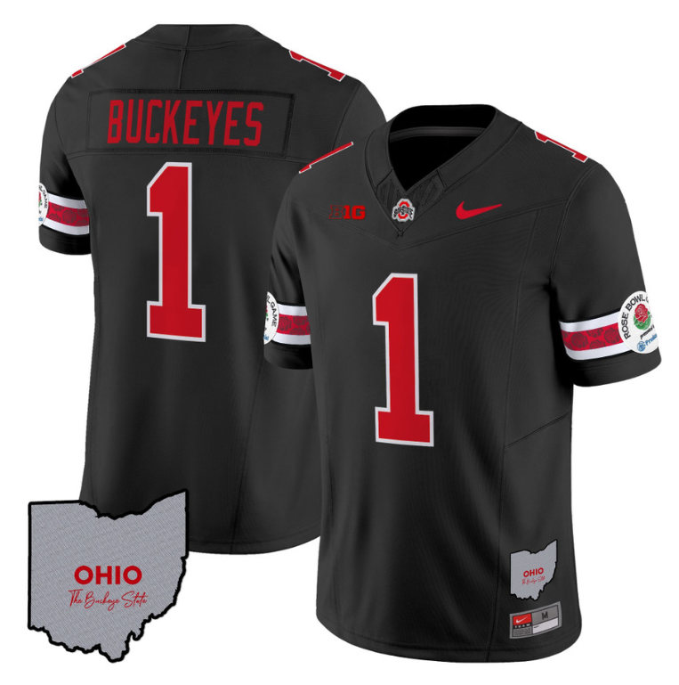 Buckeyes Jersey #1 Ohio State Rose Bowl Patch V3 Stitched Football 6 Buckeyes Jersey #1 Ohio State Rose Bowl Patch V3 Stitched Football - Image 6