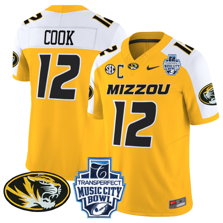 Brady Cook Jersey #12 Missouri Tigers 2024 Music City Bowl Stitched Football 2 Brady Cook Jersey #12 Missouri Tigers 2024 Music City Bowl Stitched Football - Image 2