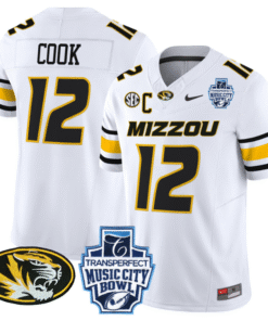 Brady Cook Jersey #12 Missouri Tigers 2024 Music City Bowl Stitched Football 8 BR7BHRL
