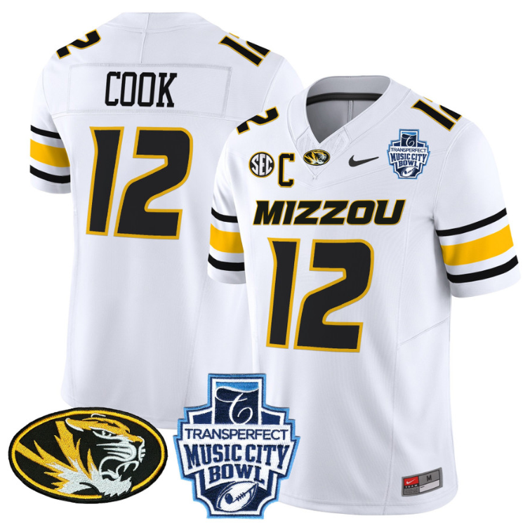 Brady Cook Jersey #12 Missouri Tigers 2024 Music City Bowl Stitched Football 4 Brady Cook Jersey #12 Missouri Tigers 2024 Music City Bowl Stitched Football - Image 4
