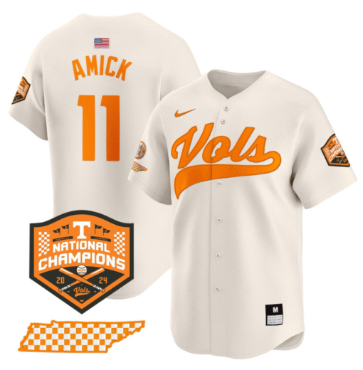 Billy Amick Jersey #11 Tennessee Vols 2024 Champions Stitched Baseball - Image 7