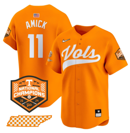 Billy Amick Jersey #11 Tennessee Vols 2024 Champions Stitched Baseball - Image 6