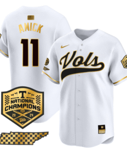 Billy Amick Jersey 11 Tennessee Vols 2024 Champions Stitched White Gold