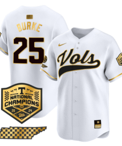 Blake Burke Jersey 25 Tennessee Vols 2024 Champions Stitched White Gold