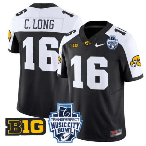 Chuck Long Jersey #16 Iowa Hawkeyes 2024 Music City Bowl Patch All Stitched Football