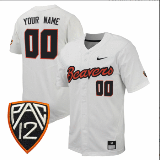 Custom Oregon State Beavers Jersey Full Button PAC Patch Stitched Baseball - Image 3