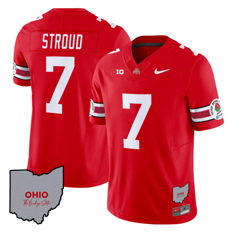 CJ Stroud Jersey #7 Ohio State Rose Bowl Patch Stitched Football 3 CJ Stroud Jersey #7 Ohio State Rose Bowl Patch Stitched Football - Image 3