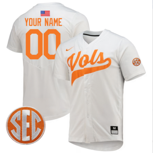 Custom Tennessee Volunteers Jersey College Two Button SEC Patch Stitched Baseball - Image 8