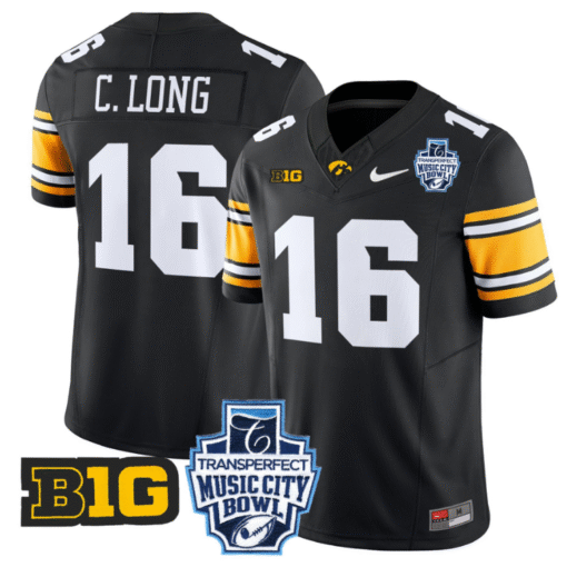 Chuck Long Jersey #16 Iowa Hawkeyes 2024 Music City Bowl Patch All Stitched Football - Image 5