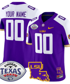 Alternative view of Custom LSU Tigers Jersey 2024 Texas Bowl Patch Football Stitched Football