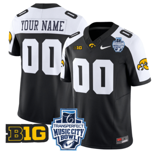 Custom Iowa Hawkeyes Jersey 2024 Music City Bowl Patch All Stitched Football