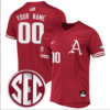 Custom Arkansas Razorbacks Jersey Cardinal Full Button SEC Patch Stitched Baseball