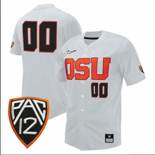 Custom Oregon State Beavers Jersey Full Button PAC Patch Stitched Baseball - Image 5