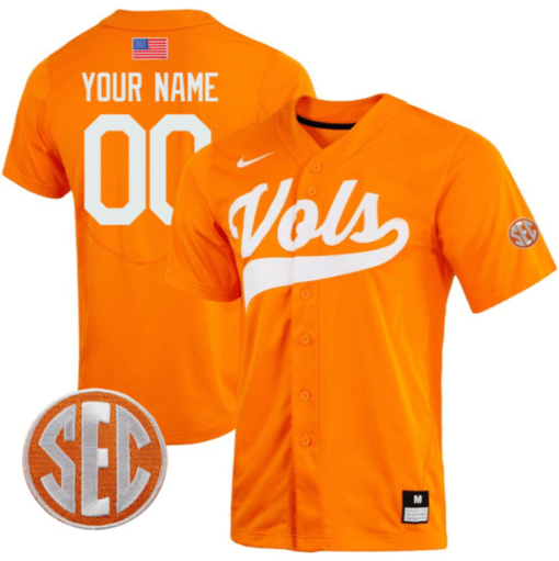 Custom Tennessee Volunteers Jersey College Two Button SEC Patch Stitched Baseball - Image 2