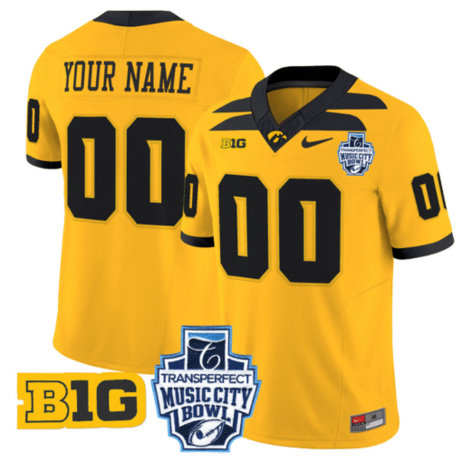 Custom Iowa Hawkeyes Jersey 2024 Music City Bowl Patch  All Stitched Football - Image 3