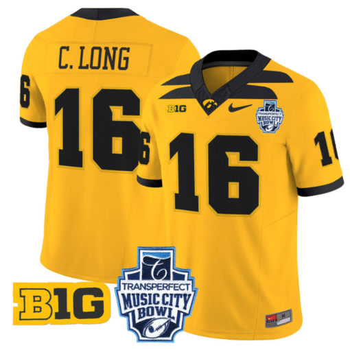 Chuck Long Jersey #16 Iowa Hawkeyes 2024 Music City Bowl Patch All Stitched Football - Image 3