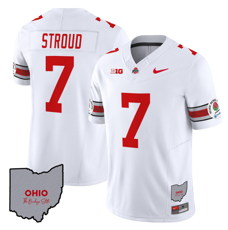 CJ Stroud Jersey #7 Ohio State Rose Bowl Patch Stitched Football 2 CJ Stroud Jersey #7 Ohio State Rose Bowl Patch Stitched Football - Image 2