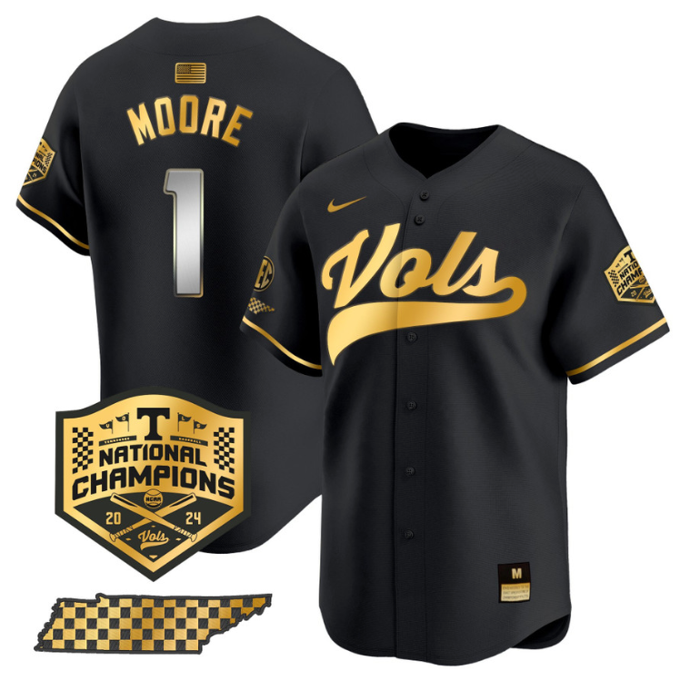 Christian Moore Jersey #1 Tennessee Vols 2024 Champions Stitched Baseball 18 Christian Moore Jersey #1 Tennessee Vols 2024 Champions Stitched Baseball