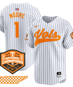 Christian Moore Jersey 1 Tennessee Vols 2024 Champions Stitched Pinstripe