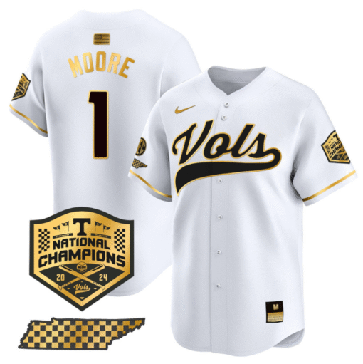 Christian Moore Jersey #1 Tennessee Vols 2024 Champions Stitched Baseball - Image 3