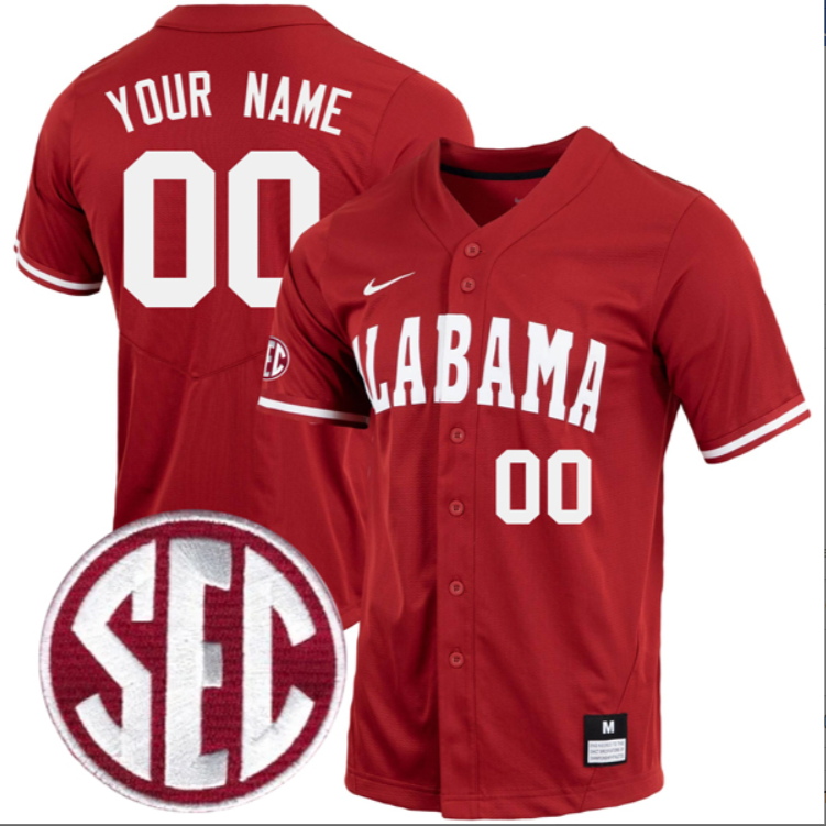 Custom Alabama Crimson Tide Jersey Full Button SEC Patch Stitched Baseball 16 Custom Alabama Crimson Tide Jersey Full Button SEC Patch Stitched Baseball
