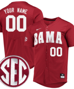 Custom Alabama Crimson Tide Baseball Crimson Jersey All Stitched SEC Patch