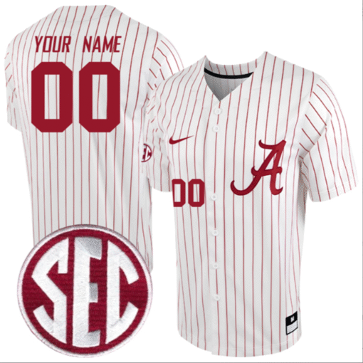 Custom Alabama Crimson Tide Jersey Full Button SEC Patch Stitched Baseball - Image 4