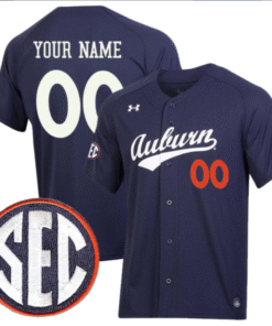 Custom Auburn Tigers Baseball Navy Jersey – All Stitched SEC Patch