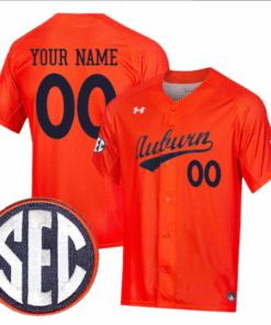 Custom Auburn Tigers Baseball Orange Jersey – All Stitched SEC Patch