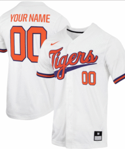 Custom Clemson Tigers Baseball White Jersey – All Stitched