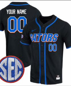 Custom Florida Gators College Baseball Game Jersey Black SEC Patch