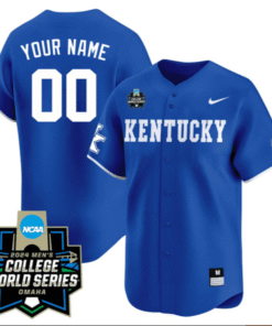 Custom Kentucky Wildcats College Baseball World Series Jersey – Blue