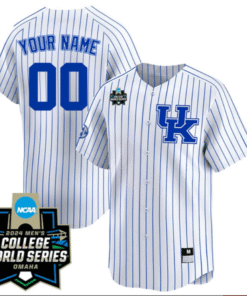 Custom Kentucky Wildcats College Baseball World Series Jersey – Pinstripe