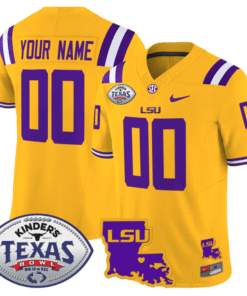 Custom LSU Tigers Jersey 2024 Texas Bowl Patch Football Stitched Gold