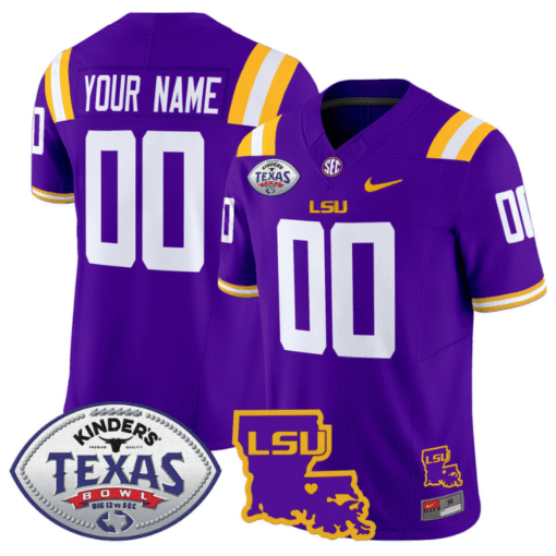 Custom LSU Tigers Jersey 2024 Texas Bowl Patch Football Stitched Football - Image 5