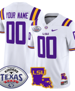 Custom LSU Tigers Jersey 2024 Texas Bowl Patch Football Stitched White