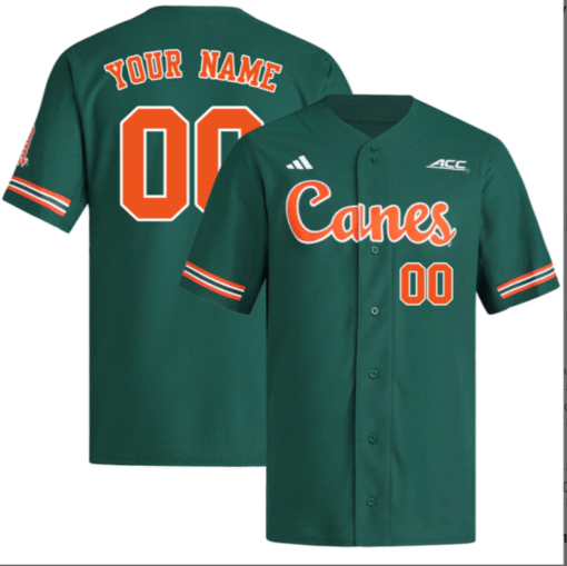 Custom Miami Hurricanes Jersey Two Button ACC Patch Stitched Baseball - Image 6