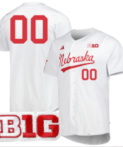 Custom Nebraska Cornhuskers Baseball White Jersey All Stitched B1G Patch