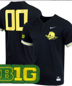 Custom Oregon Ducks Baseball Black Two Button Jersey – All Stitched B1G Patch