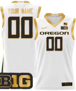 Custom Oregon Ducks Jersey 2024 Lightweight Basketball White Gold